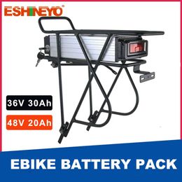 Rear Rack ebike Battery Pack 36V 48V 15Ah 20Ah 25Ah 30Ah 18650 Lithium ion Electric Bicycle Battery With Layer Luggage Taillight