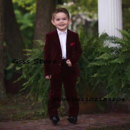 Clothing Sets Boys Blazer Set Velvet 3 Piece Party Wedding Tuxedo Formal Jacket Pants Vest Kids Clothes Fashion Outfit W0222