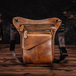 Waist Bags Leather Men Design Casual Classic Shoulder Sling Bag Fashion Travel Fanny Belt Pack Leg 211-3CG