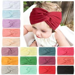 Hair Accessories Cute Knot Baby Headband Soft Wide Girl Band Solid Colour Elastic Born Hairband Turban