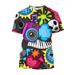 Men's T Shirts Jumeast 3D Music Notes Printed Hip Hop T-shirts Piano Trumpet Graphic Oversize Shirt For Men 90s Aesthetic Hippie Drip