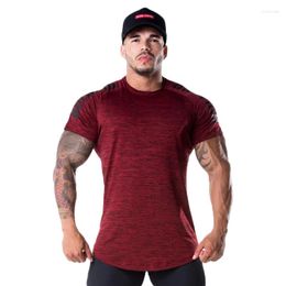 Men's T Shirts Men's Elastic Short Sleeve Breathable T-shirt Summer Fashion Fitness Men Gyms Casual Tight Bodybuilding Tees Tops