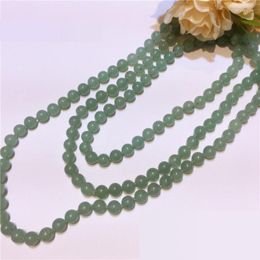 Chains Wholesales Knotted Rope 120cm Length 8mm(light To Dark)green Real Aventurine Stone Long Necktie Necklace Triple Twisted