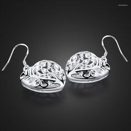 Stud Earrings Fashionable Woman 925 Sterling Silver Earrings. Heart-shaped Pendant For Solid Ladies. Wholesale Jewelry