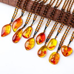 Insect Stone Natural Inclusion Amber Baltic Pendant Necklace Home Decorative Stone Wedding Party Travel Gift