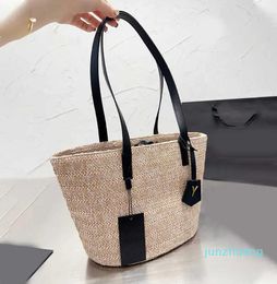 tote bages the tote bag Women Straw Crochet handbag Womens Fashion 2233 Large Capacity Lady Solid Color handbags 230218