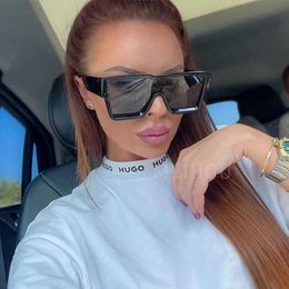 Sunglasses Summer Orange Square Oversized Sunglasses Women designer Big Frame Vintage Retro Glasses Female Fashion Ladies Eyewear Unisex G221215