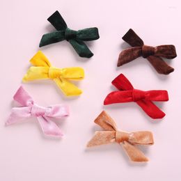 Hair Accessories Velvet Hand Tied Bow Clip School Girl Clips Baby Toddlers