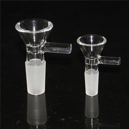 Thick Round Glass Bowl Slide Piece Herb Dry Oil Burner Hookahs With Handle 3 Types 10mm 14mm 18mm male female For Smoking