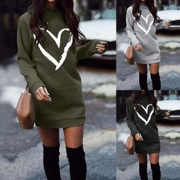 Casual Dresses Women Dress Christmas Autumn And Winter Round Neck Long Sleeve Solid Colour Sweater Ruffle