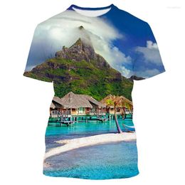Men's T Shirts Jumeast 3D Seascape Palm Tree Printed T-shirty Hawaiian Beach Cottagecore Graphic For Men Baggy Fashion T-shirts Homme