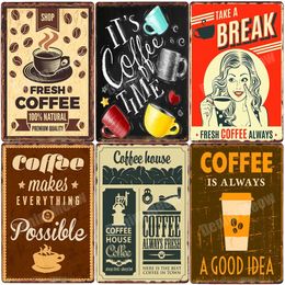 DRINK Fresh COFFEE Vintage Cafe Decorative Plates Retro Plaque Metal Tin Signs for Bar Pub Cafe Hot COFFEE Wall Decor 20x30cm Wo3