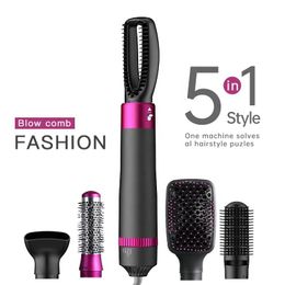 5 in 1 Hair Dryer Hot Air Brush Styler Set with Interchangeable Brush Head, Negative Ionic Blow Dryer, Electric Hair Curler