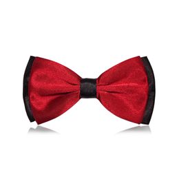 Groom Ties Double-layer Bi-color Bowtie Pure plain polyester bowtie wedding accessories