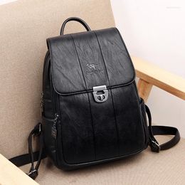 School Bags Women High Capacity Backpack Soft Leather For Teenage Girls Casual Female Large Sac A Dos Travel Back Pack