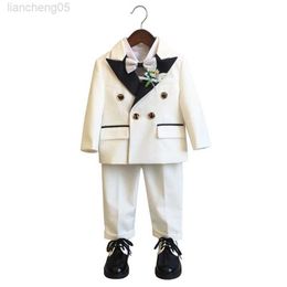 Clothing Sets 2022 Flower Boys Formal Wedding Suit Kids Prom Party Tuxedo Blazer Children's Day Piano Performance Come school uniform XF004 W0222