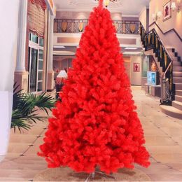 Decorative Flowers 150CM 180CM 240CM Tall Luxury Encryption Red Christmas Tree Heavy Pine Artificial PVC Ximas Trees Year Decoration