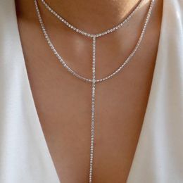 Chains Selling Accessories Fashion Double Layer Long Tassel Necklace Simple Sexy Full Drill Collarbone Chain WholesaleChains