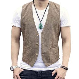 Men's Vests Suit Vest Herringbone VNeck Casual Jacket Business Office Work Wear Male Waistcoat 230222