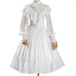 Casual Dresses Western Women Spring Summer Lolita Chiffon Dress Daily Vintage Medieval Gothic Female Lace Party Court One-Piece