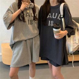 Women's Tracksuits Women Loose Sportswear Set Summer Casual Clothes Short Sleeved Print Tops Pant Suit Female Letter T-Shirt Shorts Matching