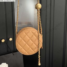CC Cross Body Mini Crush Gold Ball Round Designer Bag Lambskin Classic Plaid Quilted Metal Hardware Chain Shoulder Crossbody Coins Wallets Womens Lipstick Cosme