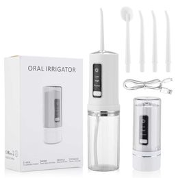 Electric Oral Irrigator Detachable Dental Water Flosser Portable Teeth Clean 230ML Water Tank IPX7 4pcs Nozzels Teeth Cleaner 230202