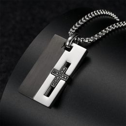 Pendant Necklaces Mens Nameplate Christian Cross Stainless Steel Pendants Fashion Jewelry On The Neck Gifts For Male AccessoriePendant