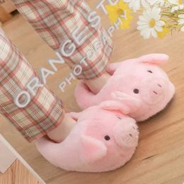 Slippers Fashion Slip On Piggy Slippers Shoes for Women Chunky Cartoon Animal Pig Cotton Shoes 2022 Autumn Winter Fluffy Slides Z0215