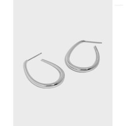 Stud Earrings SHANICE S925 Sterling Silver D Geometry Oval Contracted Irregular U-Shaped Smooth Surface Fine Jewellery