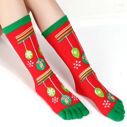 Women Socks Christmas Five Finger Autumn And Winter Warm Men's Women's Medium Tube Deodorant Sports Split Toe