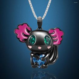 Pendant Necklaces Selling Cartoon Cute Anime Dragon Embrace Love Necklace Exquisite Rhinestone Jewellery Birthday Gift