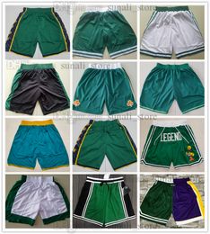 2023 City Green Basketball Jayson Tatum Shorts Jaylen Brown Marcus Smart 33 BIRD Just Don Wear Sports Pant Pocket Zipper Men Team Short Training Pants