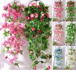 New Artificial Hanging Vine Fake Morning Glory Garden Hanging Wedding Winter Jasmine 100cm Indoor Silk Flowers