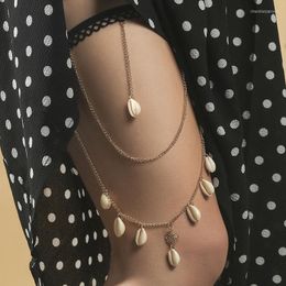 Chains Shell Pendant Tassel Women Body Multi-layers Elastic Metal Rose Leg Chain Fashion Jewellery