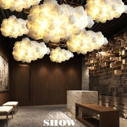 Pendant Lamps White Clouds Hanging Lights Cotton Floating Cloud Droplight Modern Light Fixture Home Indoor Lighting Lustres AC90V-260V