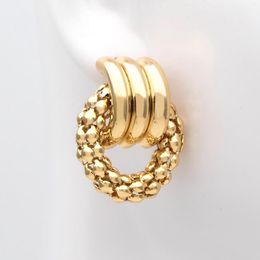 Stud Earrings 4pcs Round Circle Ear Posts Gold Plated Brass Geometric Hoop (GB-2367)