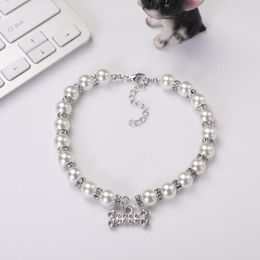 Dog Apparel Pet Pearls Necklace Collar Jewellery Bling Rhinestones Puppy Cat Wedding Accessories For Female Dogs Cats Pets