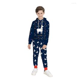 Men's Hoodies Xmas Teens Christmas Hooded Sweatshirt Pants Sets Children Hoodie Boys Santa Claus Kids Cute Lovely 3D Print Pullover Trousers