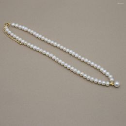 Pendant Necklaces Natural Oval Beading Fashion White Freshwater Pearl Necklace Jewellery Gift Women Party Banquet