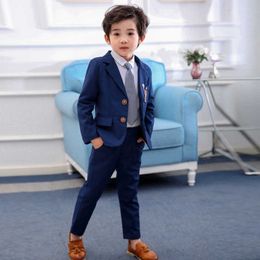 Clothing Sets Children's Burgundy Formal Suit Set New Boy's Wedding dent Host Performance Come Kids Blazer Pants 2pcs Clothes Set