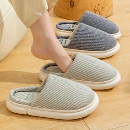 Slippers Couples Home Cotton Slippers Women Indoor Winter Slippers Comfortable Men Plush House Shoes Nonslip Flat Bedroom Cosy Slippers Z0215
