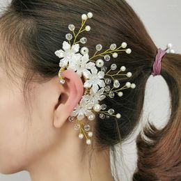 Backs Earrings Luxury Ear Type Imitation Pearl Crystal Bead Gold Colour Flower Earring Earcuff Vintage Clip On For Women