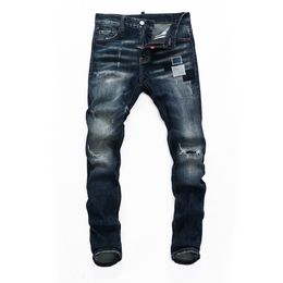 DSQ SLIM Men's Jeans Wash Cool Guy Jeans DSQ2 Classic Hip Hop Rock Moto Mens Casual Design Ripped Distressed Skinny Denim Biker DSQ Jean 10823