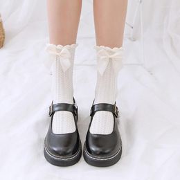 Women Socks Cute Summer Bow Female White Lace Lolita Medium Tube Jk Uniform