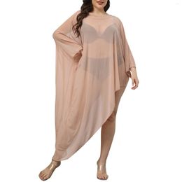 Women's Swimwear Cover-ups Womens Splicing Mesh Sexy Bikini Blouse Beach Dress Swimsuit Romper Cover Up Outfits For Women