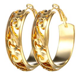 Hoop Earrings & Huggie Trendy Luxury Gold Color Classic Round Circle Earring Fashion Jewelry For Women Wedding Anniversary Gift