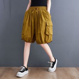 Women's Shorts Summer Elastic Waist Legged Wide Leg Pants Loose Bloomers Casual Harlan Fashion 230222