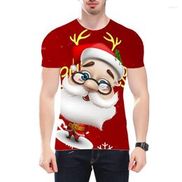 Men's T Shirts Cartoon Santa Claus Pattern Men 3D T-Shirts Short Sleeve Street Christmas Male Oversized Tops 7XL Casual Festival Tees