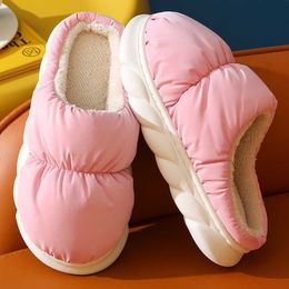 Slippers Women Men Home Slippers Thick Sole Waterproof Platform Shoes Winter Warm Soft Plush Flip Flops Indoor Bedroom Non Slip Slides Z0215 Z0215